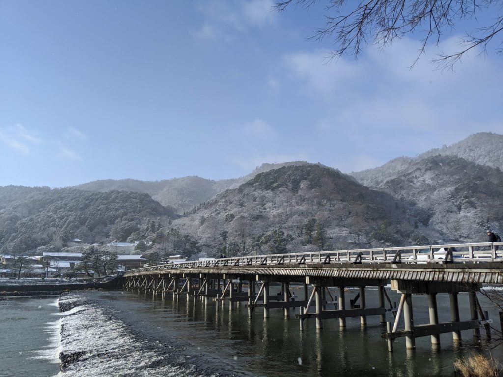 Togetsukyo bridge with snow